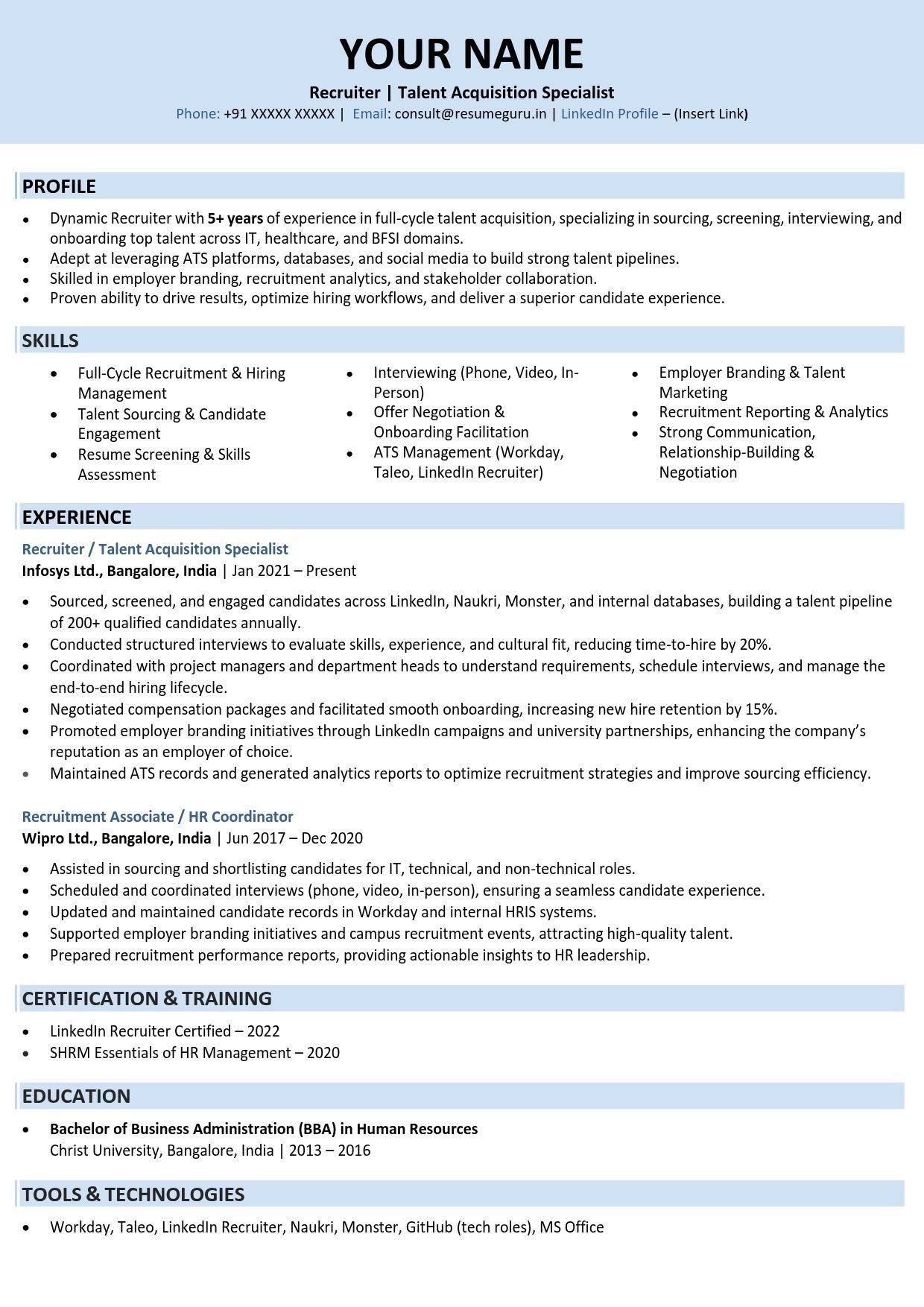 Recruiter Resume Sample: Stand Out and Land Top Talent Roles