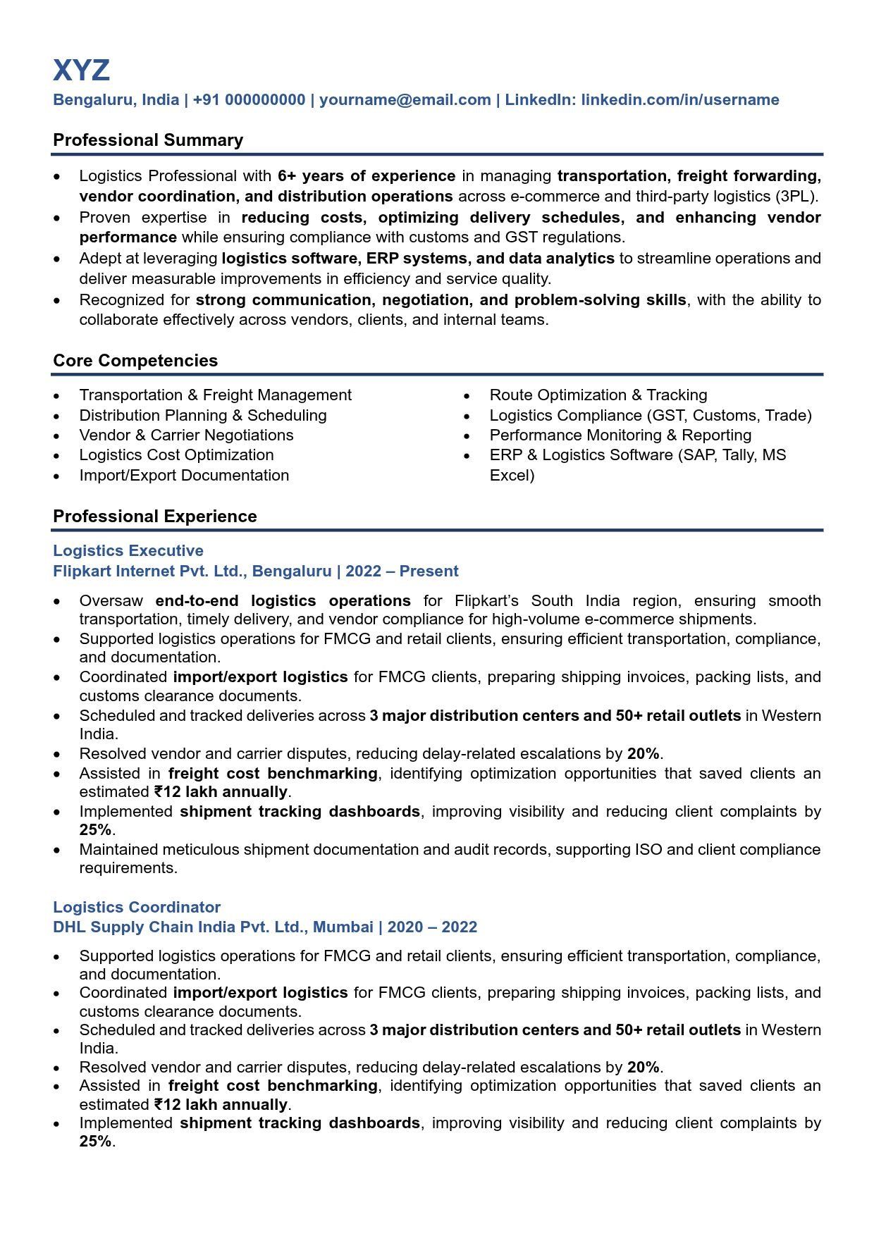 Logistics Resume Sample: Build a Job-Winning Resume for the Supply Chain Industry